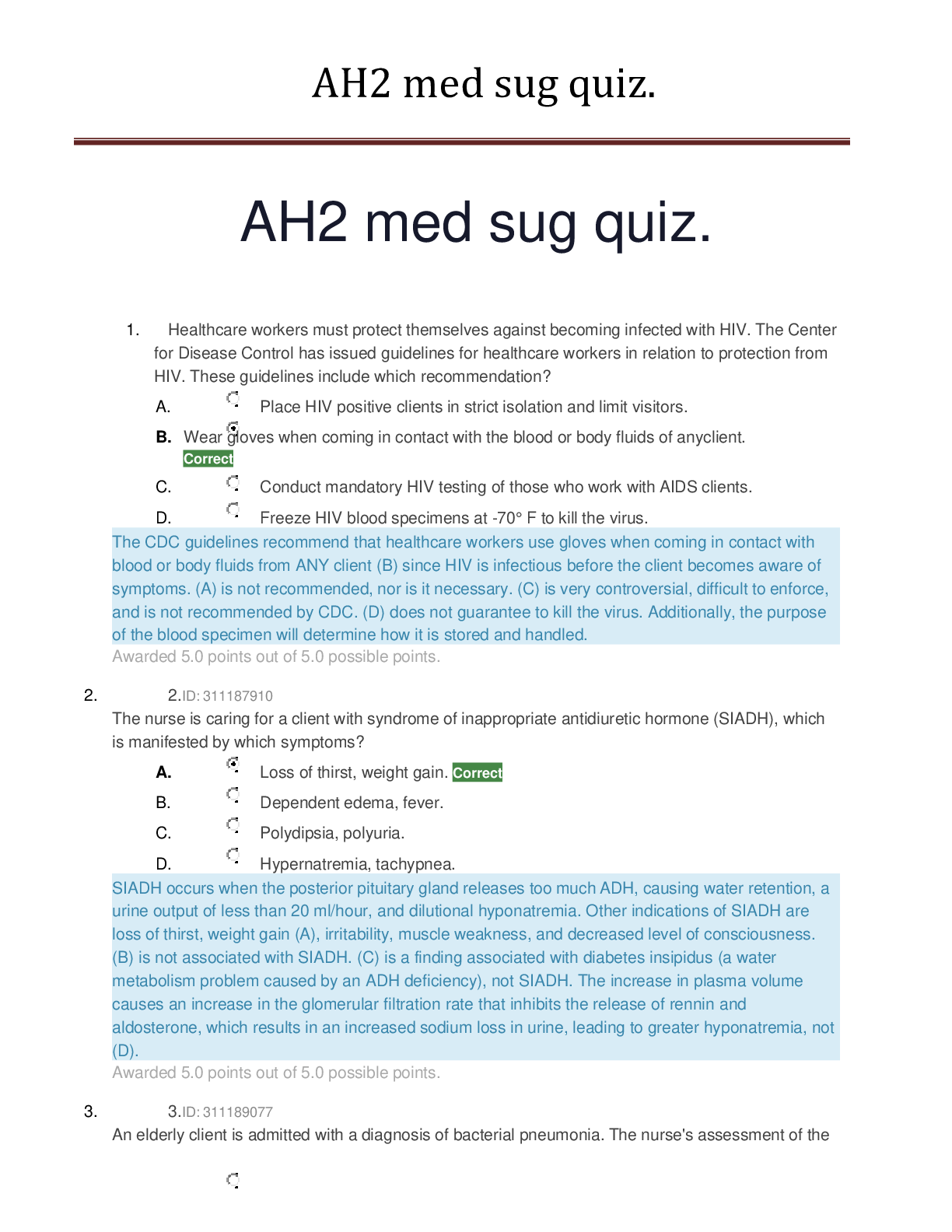 Preview of AH2 med sug quiz